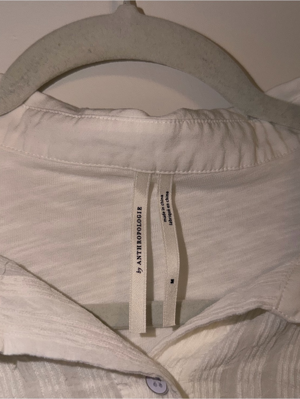 Anthropologie cream sheer textured button down shabby chic western costal m - Picture 3 of 8
